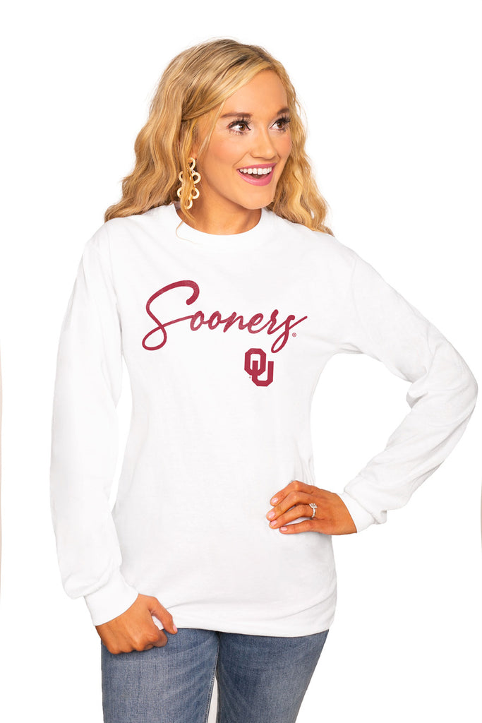 Oklahoma Sooners "Win The Day" Luxe Boyfriend Crew Tee - Gameday Couture