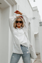 GOOD KARMA BUTTON UP LONG SLEEVE BLOUSE-TOPS AND BLOUSES
