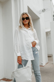 GOOD KARMA BUTTON UP LONG SLEEVE BLOUSE-TOPS AND BLOUSES
