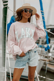 Pink I'D RATHER BE AT THE LAKE Vintage Oversized Washed Sweatshirt - Styled Look Marina | Gameday Couture - SOHO