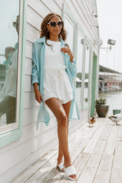THE "SWEET SUMMER" CHAMBRAY LONGLINE SHIRT-CARDIGANS AND KIMONOS
