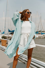 THE "SWEET SUMMER" CHAMBRAY LONGLINE SHIRT-CARDIGANS AND KIMONOS