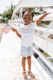 THE "AMERICA, AMERICA, AMERICA" CLASSIC GRAPHIC SHORT SLEEVE TODDLER TEE-KIDS PATRIOTIC GRAPHIC TEES