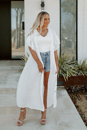 RILEY BUTTON DOWN MAXI KIMONO IN WHITE-DRESSES