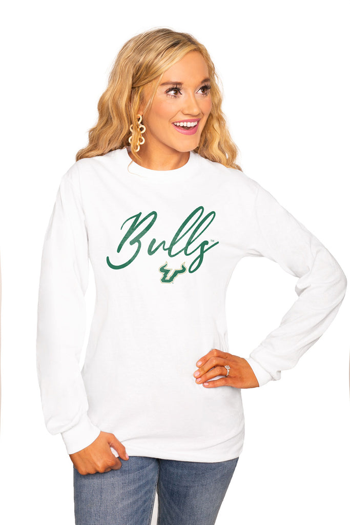 South Florida Bulls "Win The Day" Luxe Boyfriend Crew Tee - Gameday Couture