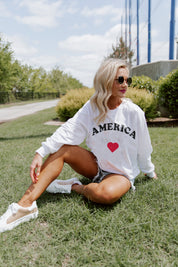 AMERICA VINTAGE CROPPED LONG SLEEVE VINTAGE TEE