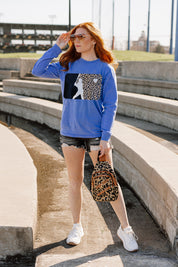 HEART ON THE FIELD Blue Vintage Wash Long Sleeve Baseball Graphic Tee - Full Length Styled Look | Gameday Couture - SOHO