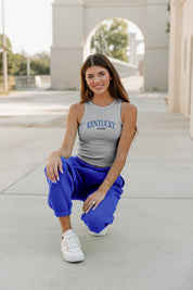 Grey KENTUCKY WILDCATS Play The Field Ribbed Crop Tank - Styled Look | Gameday Couture - SOHO