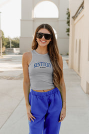 Grey KENTUCKY WILDCATS Play The Field Ribbed Crop Tank - Styled Portrait | Gameday Couture - SOHO