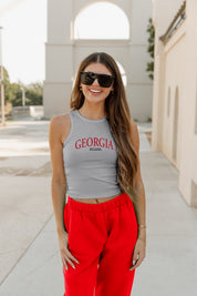 GEORGIA BULLDOGS PLAY THE FIELD ESSENTIAL RIBBED CROP TANK BY MADI PREWETT
