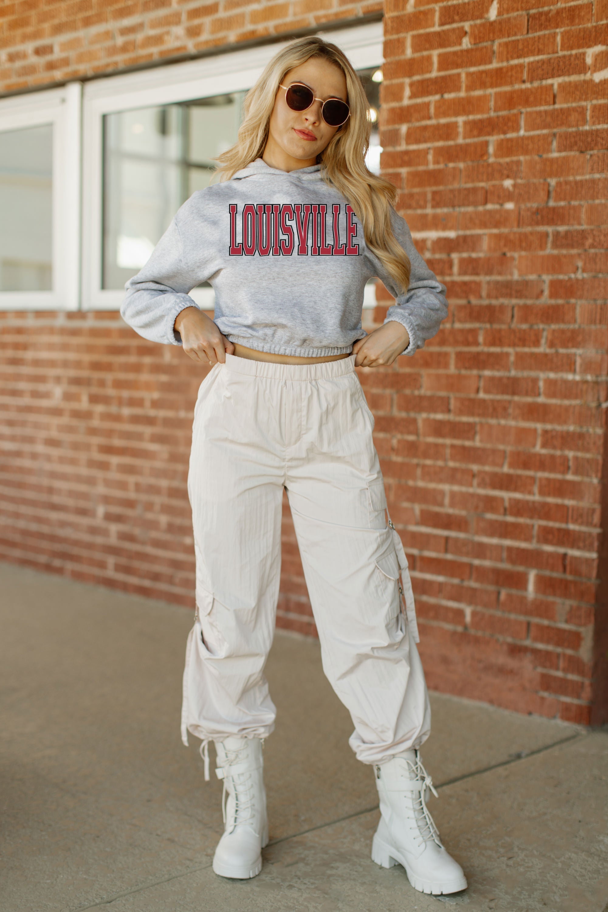 LOUISVILLE CARDINALS UP YOUR GAME OVERSIZED CREWNECK TEE BY MADI PREWETT  TROUTT