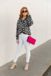 SKYLIE VEGAN LEATHER CLUTCH IN HOT PINK