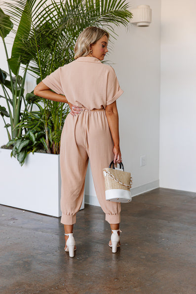 SPICE THINGS UP BUTTON UP JUMPSUIT