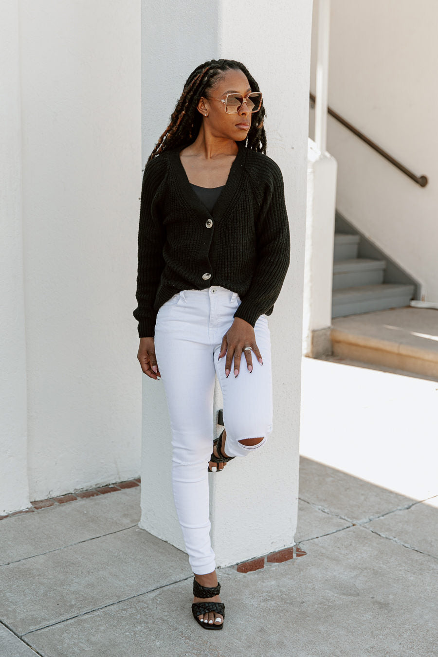 STORME BUTTON DOWN CARDIGAN IN BLACK