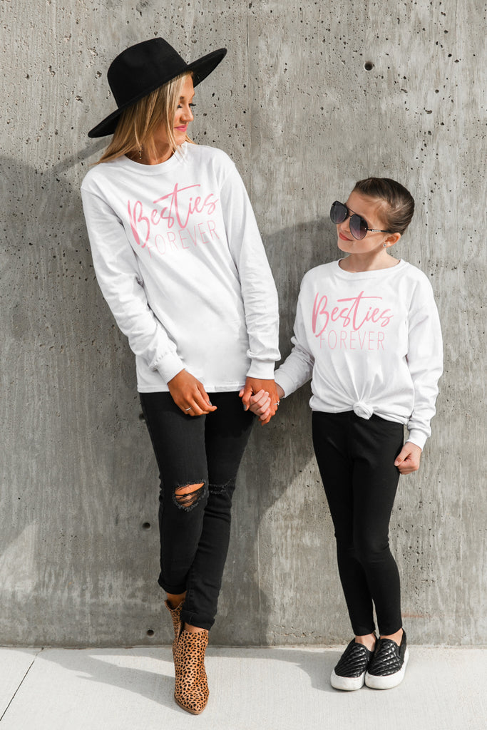 The "Besties Forever" Luxe Boyfriend Long Sleeve Tee - Gameday Couture