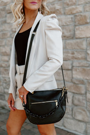 VIDA FAUX LEATHER CROSSBODY BAG IN BLACK-