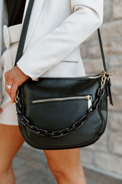 VIDA FAUX LEATHER CROSSBODY BAG IN BLACK-