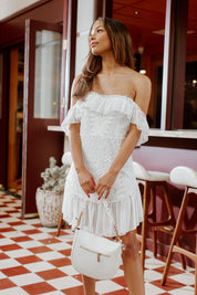 WILLOW PLEATED OFF THE SHOULDER MINI DRESS-DRESSES