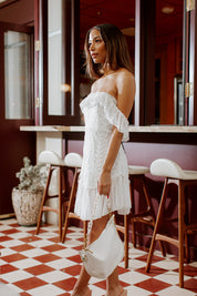 WILLOW PLEATED OFF THE SHOULDER MINI DRESS-DRESSES