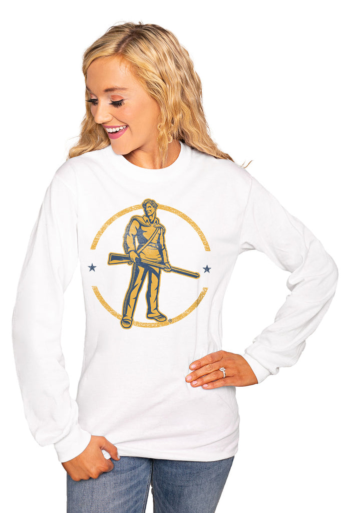 West Virginia Mountaineers "End Zone" Luxe Boyfriend Crew Tee - Gameday Couture