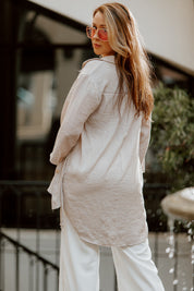 Khaki Casual Button-Down Shirt - Back Three Quarter View | Gameday Couture - SOHO