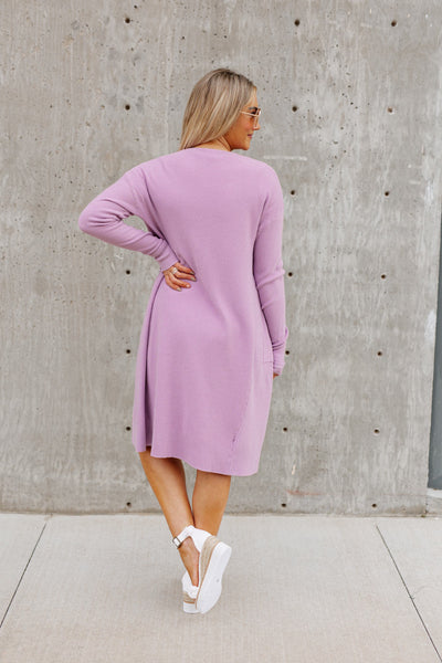WEEKEND PLANS LIGHTWEIGHT KNIT CARDIGAN IN LILAC